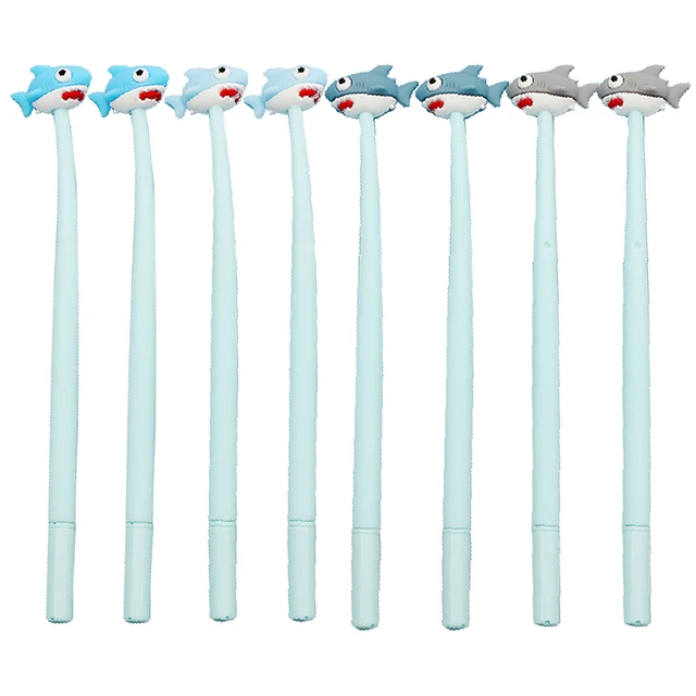 Stylos à poignée souple requin pour enfants, stylo gel, stylo à