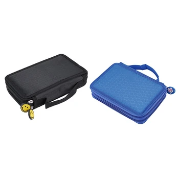 

HOT-2 Pcs High Capacity Holder Stationary Pencil Case Pen Box Storage Bag New, 2 Layers - Blue & Black