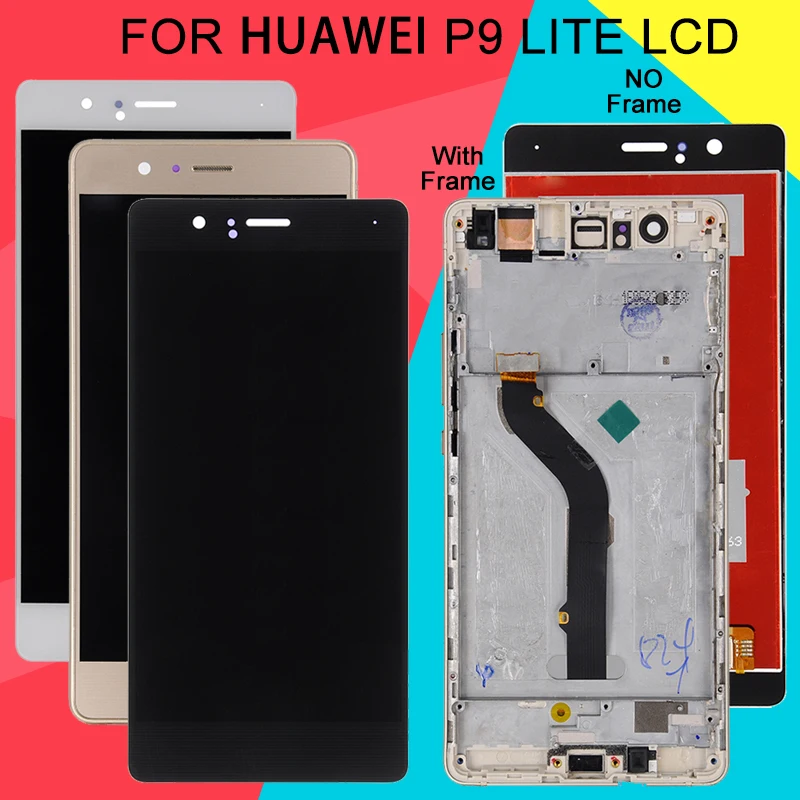 Dinamico Бесплатная доставка P9lite ЖК дисплей для HuaWei P9 Lite рамка с сенсорной панелью