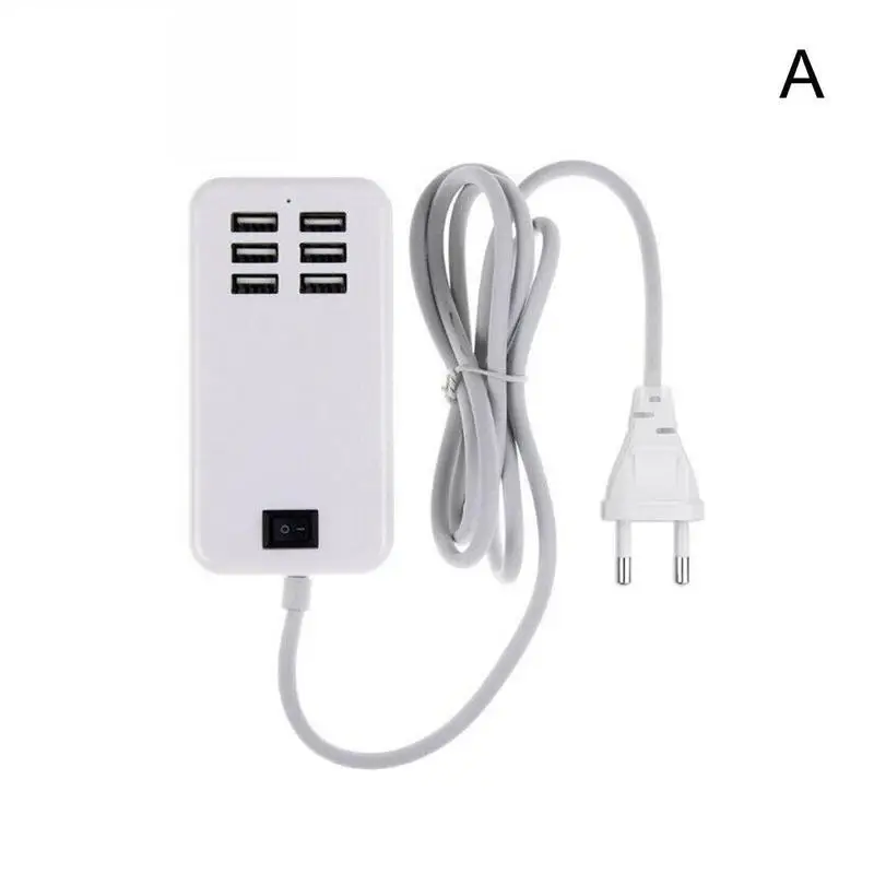 6-Порты и разъёмы USB Зарядное устройство usb-хаб сплиттер с переключатель Мощность адаптер для рабочего стола, зарядка от сети удлинитель розетка 20W 5V AC EU US вилка - Цвет: EU