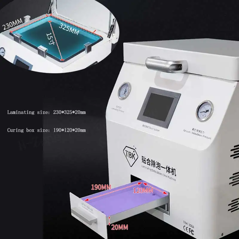

TBK 308A PRO 15 inch OCA Lamination Machine Vacuum Pump Laminating LCD Screen With Bubble Remover for ipad Straight edge screen