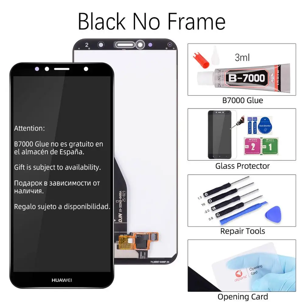 Дисплей для Huawei Y6 Y6 Prime atu-l31 LCD в сборе с тачскрином 5.7'' черный белый - Цвет: Black No Frame