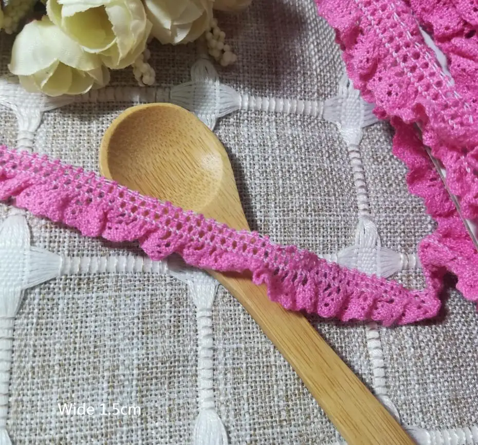 1 м плиссированная гипюровая розово красная кружевная ткань 5 см лента для шитья