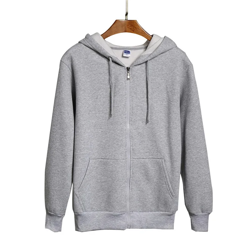 2020 Autumn/winter New Style Men and Women's Blank Solid Color with Fleecy Zipper Hoodie Loose Zipper Hoodie Men