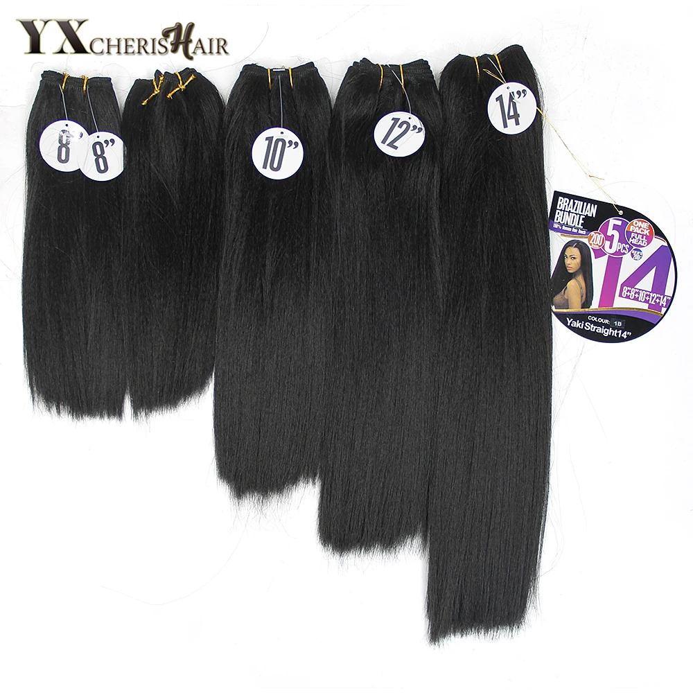 YXCHERISHAIR 8 14 дюймов Натуральные Черные Синтетические Яки прямые волосы плетение
