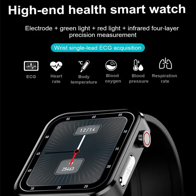 Men PPG ECG E86 Smart Watch With Body Temperature Heart Rate Blood Pressure Monitor Smartwatch 1.7inch Women Sport Watch 3