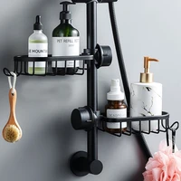 Bathroom Shelves Shower Rack Aluminum Basket For Shampoo Soap Bathroom Storage Adjustable Kitchen Faucet Sink Rag Holders 1