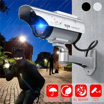 

Fake Camera Solar Power Outdoor Simulation Dummy Camera Waterproof Security CCTV Surveillance Bullet With LED Flashing Light