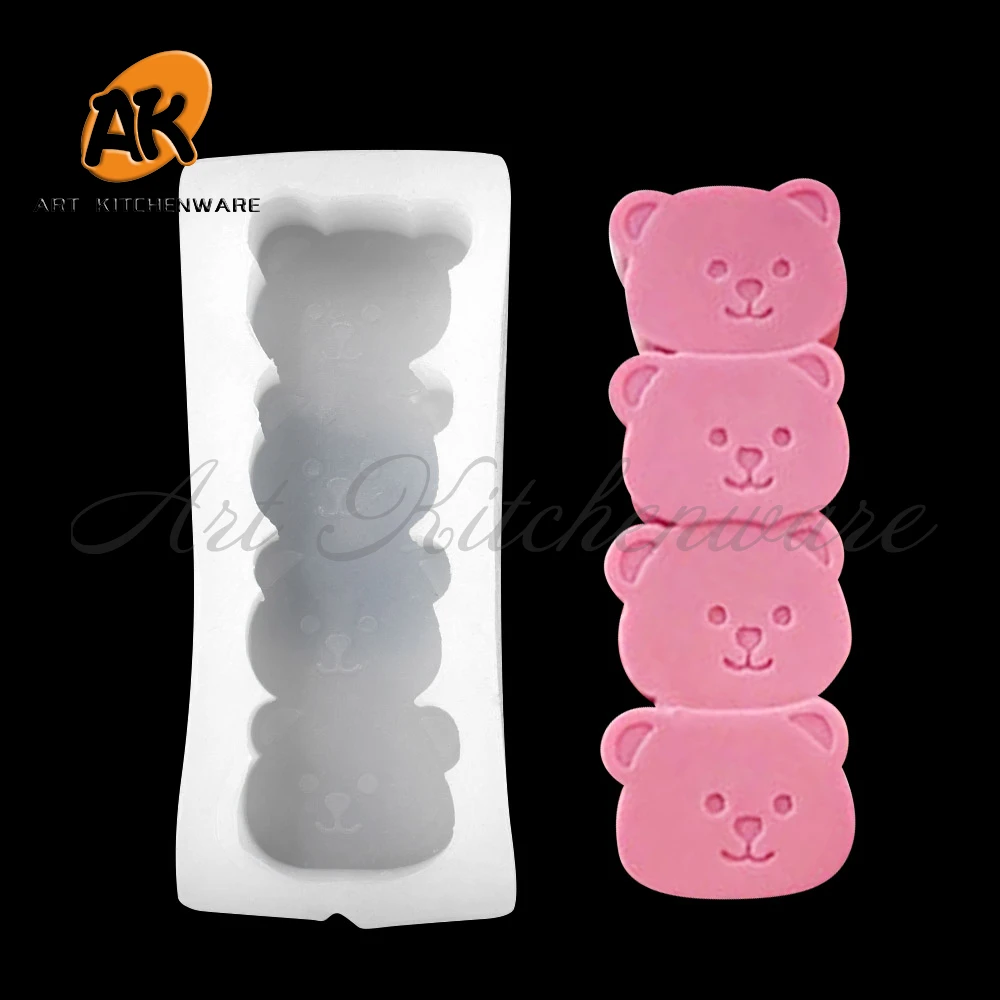 

Dorica 3D 4 Cavities Cute Bear Silicone Candle Mold Diy Aromatherapy Wax Soap Mould Cake Decorating Tools Kitchen Bakeware