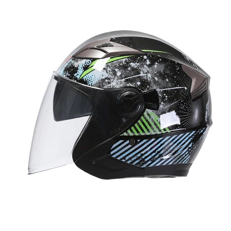 

Half Helmet Motorcycle Helmets Scooter Motor Crash Helmet Safety Double Lens Helmet Moto Casque for Women/Men Casco