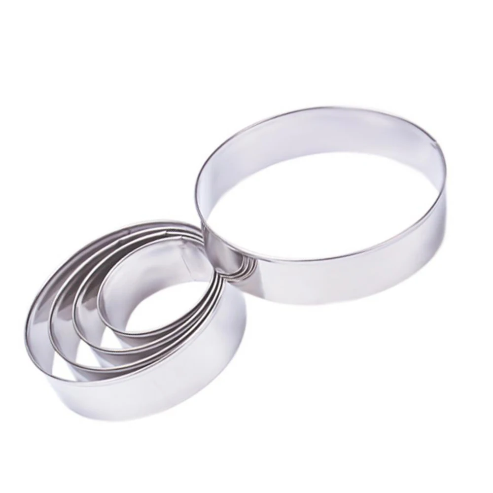 5x Круглый резак для печенья из нержавеющей стали бисквит DIY выпечка кондитерский Набор форм для торта
