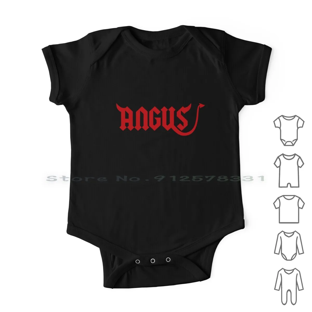 

Angus Newborn Baby Clothes Rompers Cotton Jumpsuits Angus Young Typography Type Typographic Guitar Legend Music Devil Horns