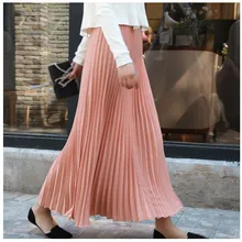 Женская Повседневная шифоновая юбка трапециевидной формы, лето-осень, плиссированная длинная юбка, свободная Расклешенная юбка с высокой талией