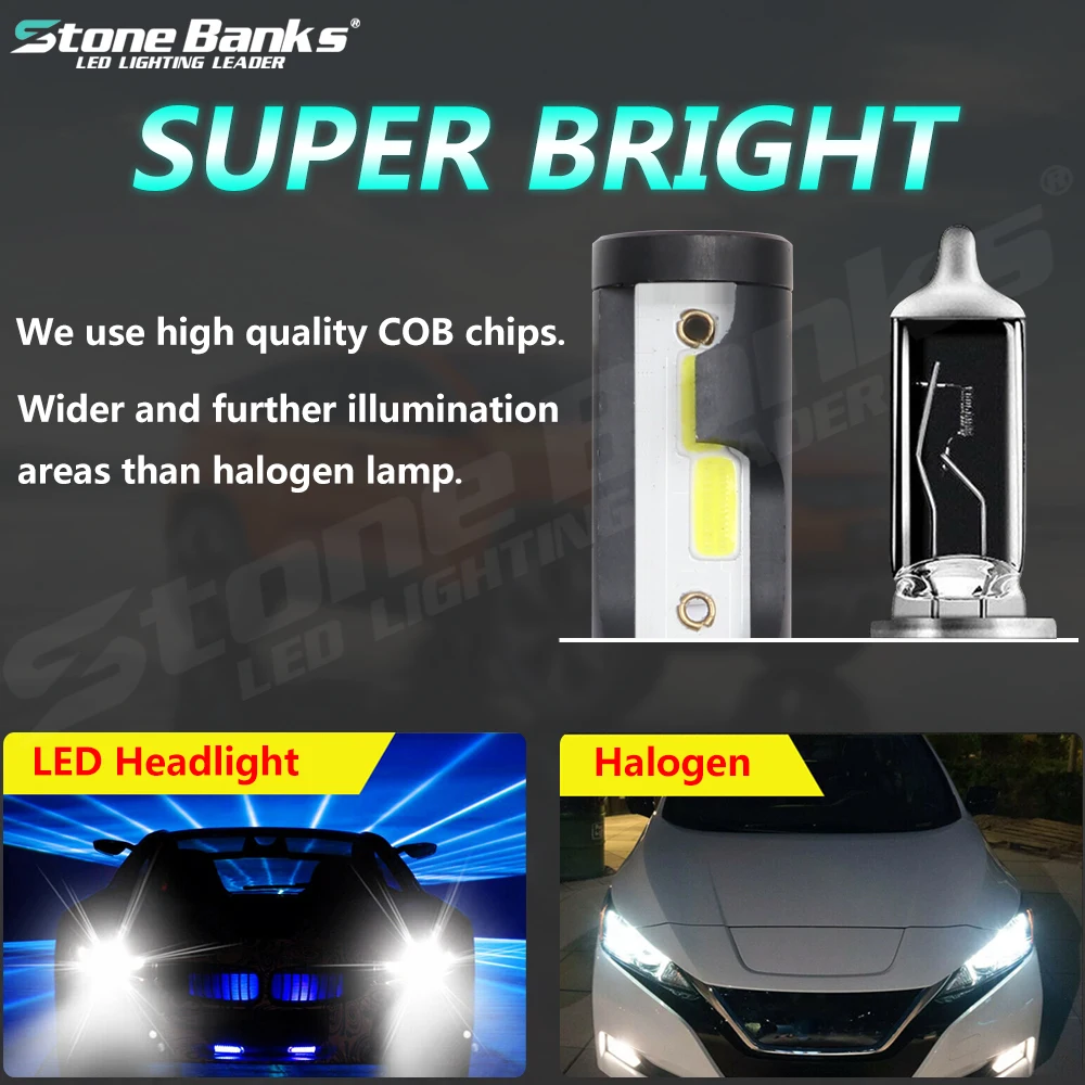 Stone Banks H1 H3 H4 HB2 H7 H11 H8 H9 H16 9005 HB3 9006 HB4 светодиодный лампы для передних фар 100 Вт 16000LM Мини светодиодный авто лампы 6000 К Противотуманные фары 12V
