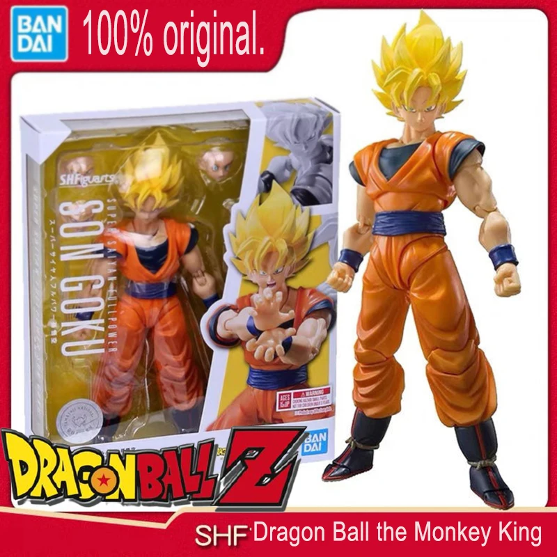 Boneco original de anime com controle de videogame, boneco de anime bandai  dragon ball z shf super saiyajin goku de poder completo, figura de ação  para presente, entrega rápida