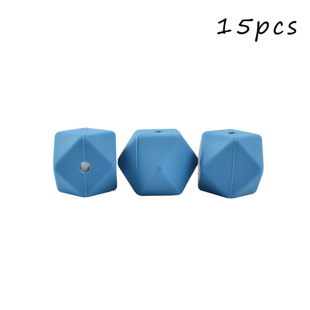 Vivid blue LOFCA 15 шт. 17 мм шестигранные силиконовые бусины для DIY Прорезывания Зубов Ожерелье кулон Силиконовые Прорезывания Зубов Бусины пищевого класса прорезывание зубов - Цвет: Vivid blue