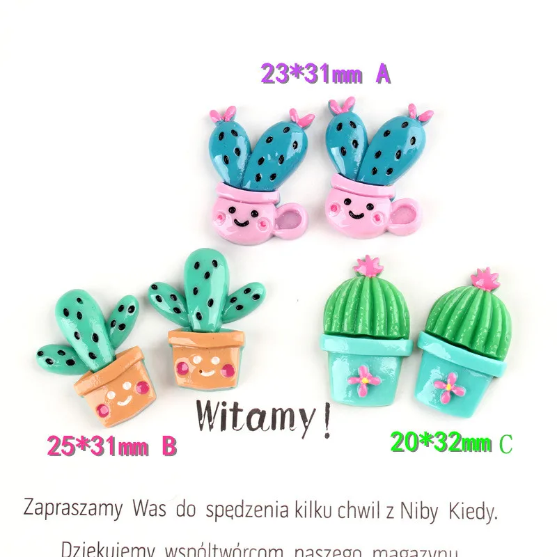 10 шт./лот Kawaii кактус Flatback Смола кабошон плоская задняя имитация суккулент в