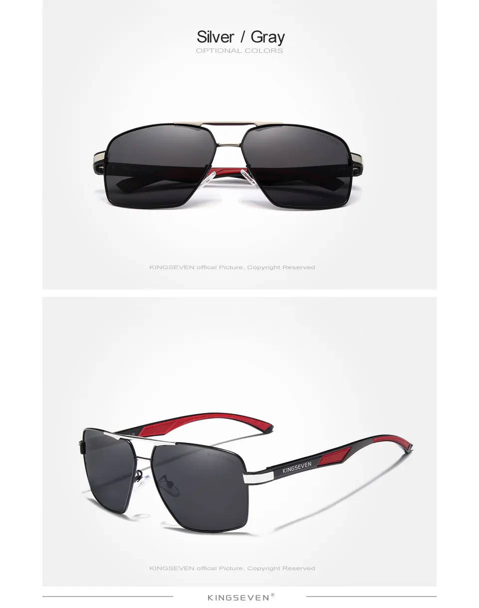 KINGSEVEN Aluminum Men's Mirror Coating Sunglasses Polarized Lens
