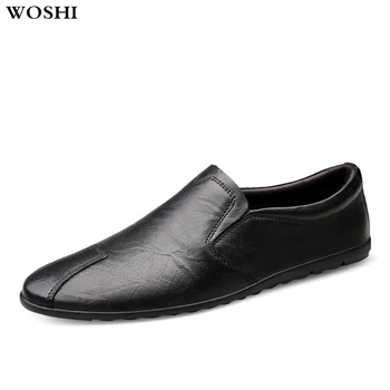 

Men Loafer Shoes genuine leather Soft Slip On Moccasins Sneakers Designer Male Breathable Shoes Sneakers Men Calzado Hombr black