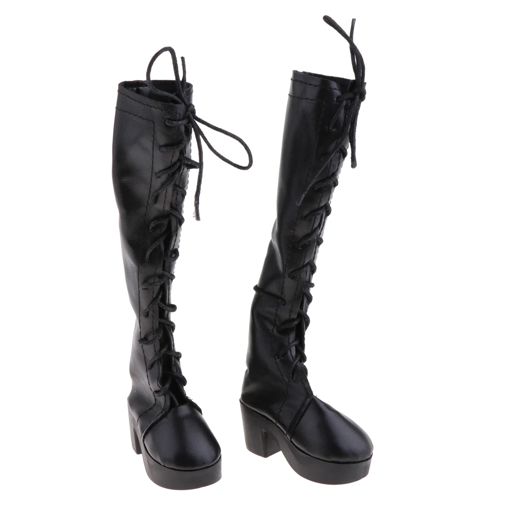 Fashion Doll Shoes Black Lace Up Boots For 1/3 BJD Dolls Clothes Accessories
