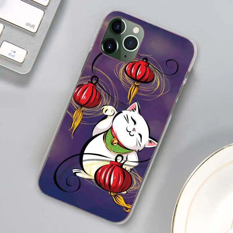 Чехлы для телефонов Манеки Неко Монета на удачу с кошкой для Apple iPhone 11 Pro Max X XR XS MAX чехол для iPhone 6 6s 7 8 Plus 5 5S SE