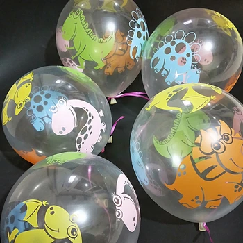

12 inch 3g transparent printed cartoon dinosaur balloon, festive birthday party decoration round matt balloon