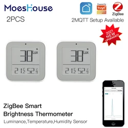 Zigbee Smart Brightness Thermometer Real-time Light Sensitive Temperature and Humidity Detector Sensor with Tuya Smart App
