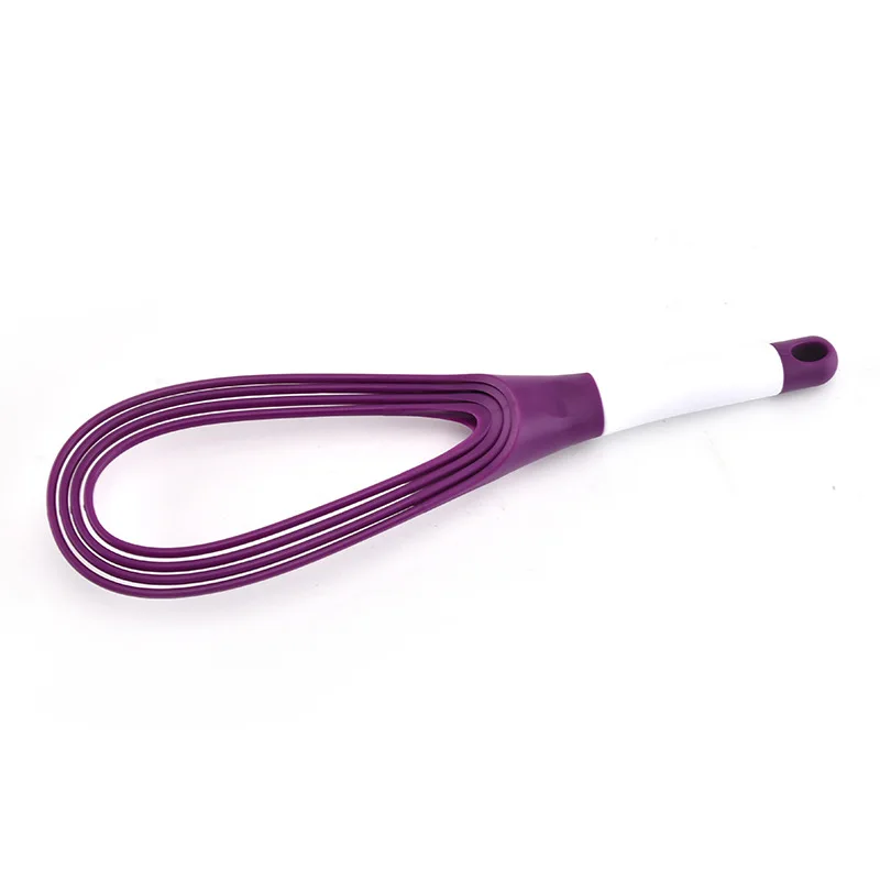 Purple Вращающийся ручной миксер для взбивания яиц, мини пластиковый кухонный венчик для взбивания яиц, инструмент для выпекания яиц, силиконовый экологичный пенообразователь Wisk - Цвет: Purple