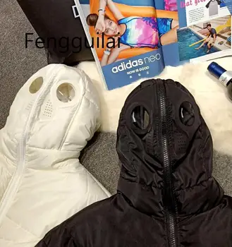 

2020 Chic Winter Thick Warm Coat Female Cotton Parka Lovely Funny Alien White Solid Coat Women Harajuku Cute Bread Coat Ins Hot