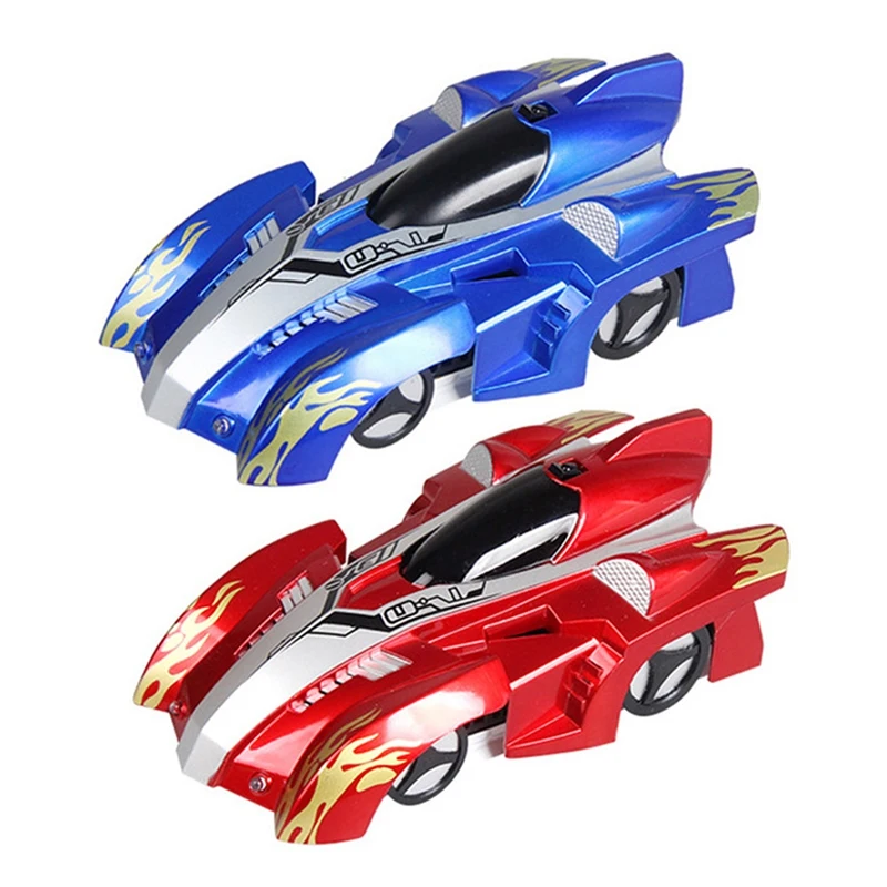 

2 Set Of Remote Control Climbing Rc Car With Led Lights 360 Degree Rotating Stunt Toys Antigravity Machine Wall Car Gift Blue &