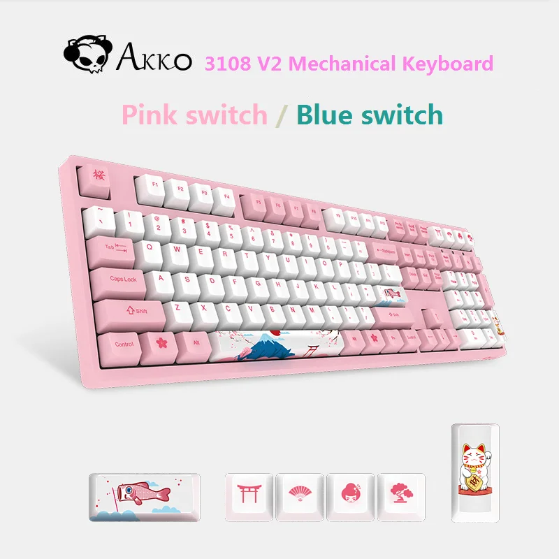  AKKO 3108 V2 Type-C Wired Mechanical Gaming Keyboard 108 Key PBT Keycap World Tour Series Tokyo