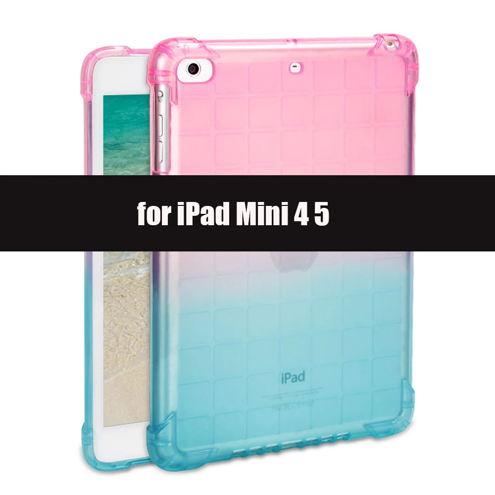Противоударный силиконовый чехол для iPad mini 1 2 3 4 5 Чехол Мягкий ТПУ прозрачный защитный чехол для iPad mini 7,9 дюймов - Цвет: Pink Blue-45