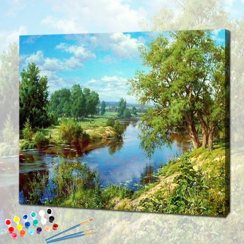 Landscape Painting By Number DIY Craft Kit For Adults With Frame 40x50 ...