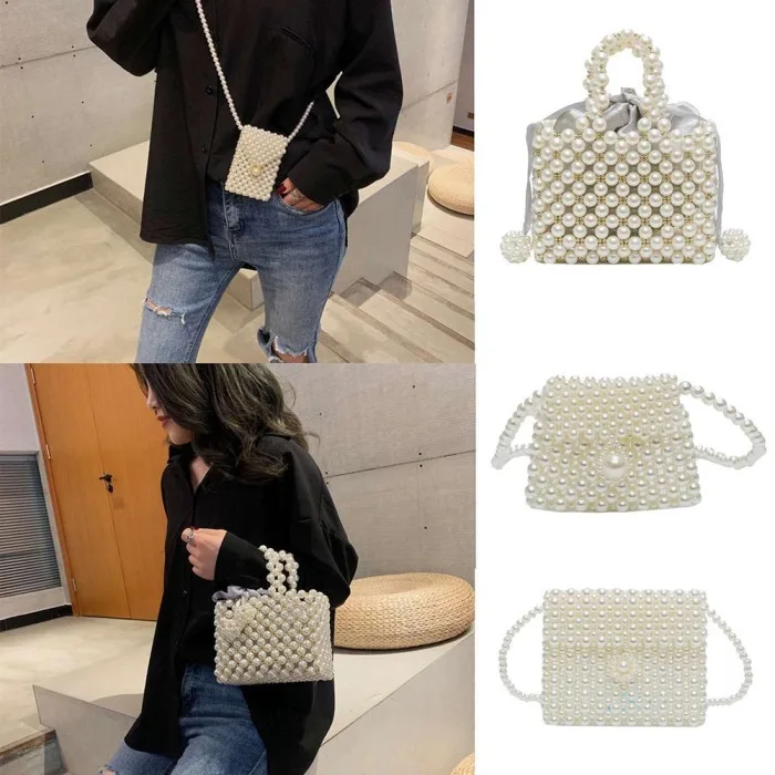Imitation Pearl Beaded Bags Women Handbag Evening Bag Shoulder Crossbody Purse Best Sale-WT