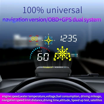 

Car HUD Navigation Head Up Display 5.5'' LED one button switch multi alarms super design