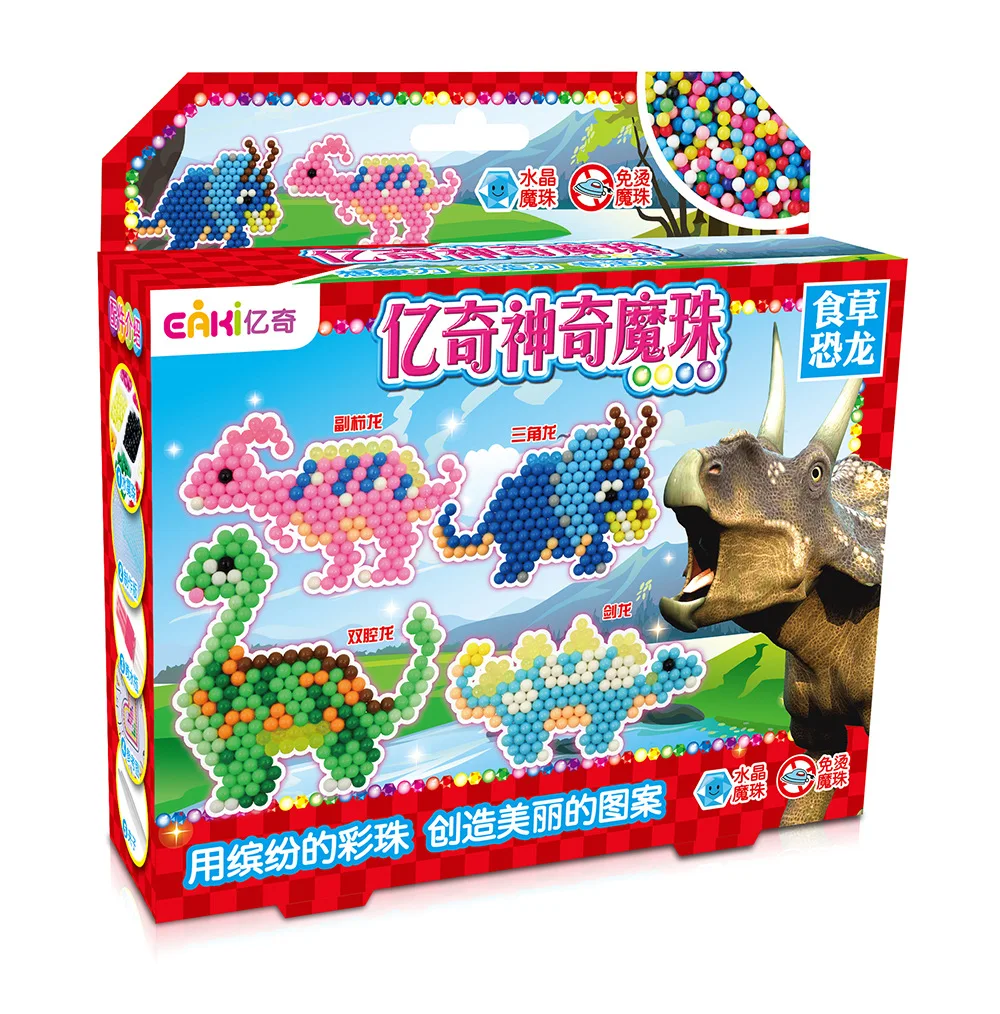 Новинка EAKI Magic Kids Bean Puzzle Игрушка водорастворимый ручной работы из бисера модель обучающая Diy Искусство и ремесла серии динозавров подарок на день рождения мальчик игрушка девочка игрушка