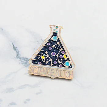 

Experiment "science" chemical reaction experiment cup brooch science star moon enamel bottle creative pin backpack jewelry shirt