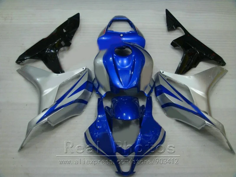 Высококачественные Пластиковые обтекатели для Honda CBR600RR 2007 2008 синие серебристые