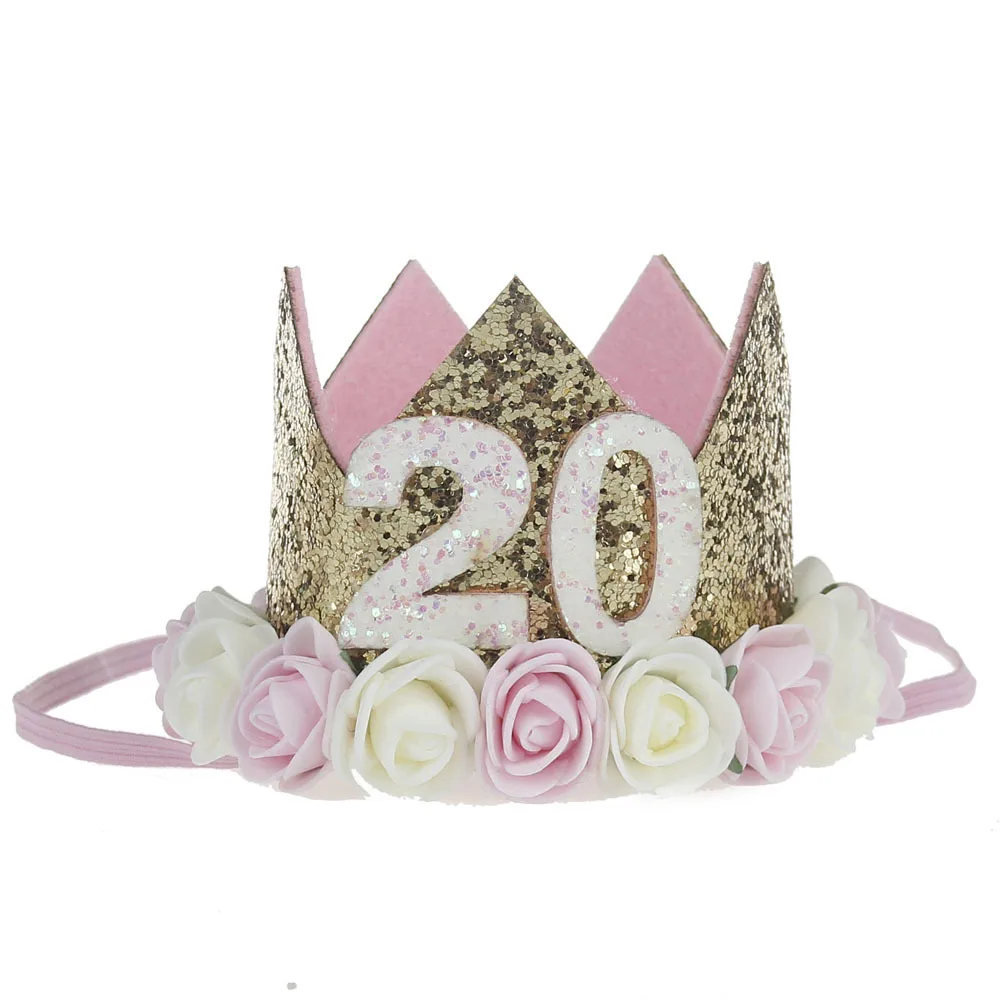 Вечерние Шапки декоративная крышка на возраст 1, 2, 3, шапки ко дню рождения с цветочным рисунком Милые шляпки короны для детей ободок для дня рождения 1 год на день рождения украшения