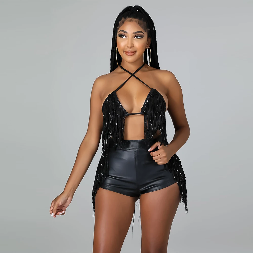 Sweet Two Pieces Sets for Women Girls  Print Sport Suits Summer Female Strappy Camis Crop Tops+Lace-up Shorts Outfits matching lounge set