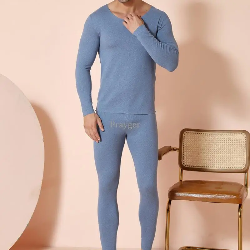 Men Thermal Underwear Warm Long Jhons Winter Tops Buttoms Set AB Inside Clothes