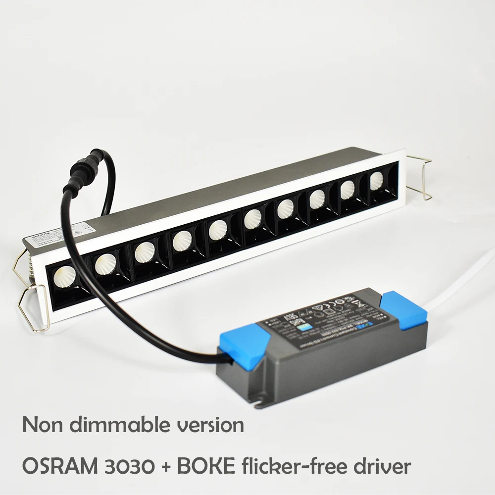 Iluminação uniforme recessed linear led downlight 2w