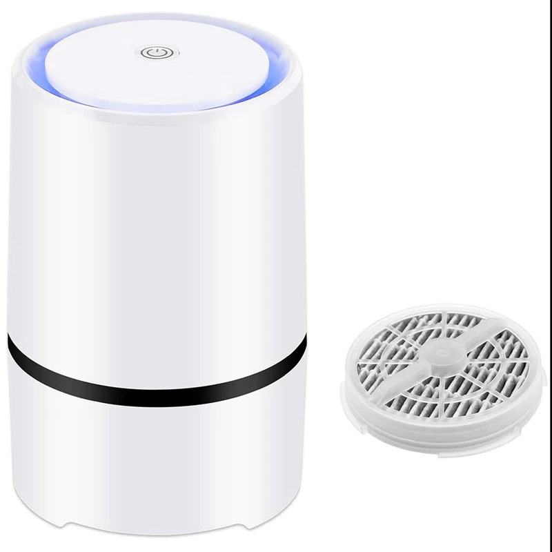 

Hot Desktop Air Purifier With 1Pcs Hepa Filters Replaced, Portable Air Cleaner With Night Light For Home Bedroom Office Car Alle