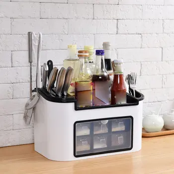 

Multi-Function Kitchen Rack Seasoning Box Seasoning Can Bottle Set Combination Knife Holder