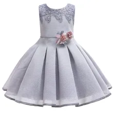 Новая детская одежда платье с большим бантом и бусинами праздничное платье принцессы для девочек рождественское платье для девочек от 2 до 10 лет Одежда для маленьких девочек
