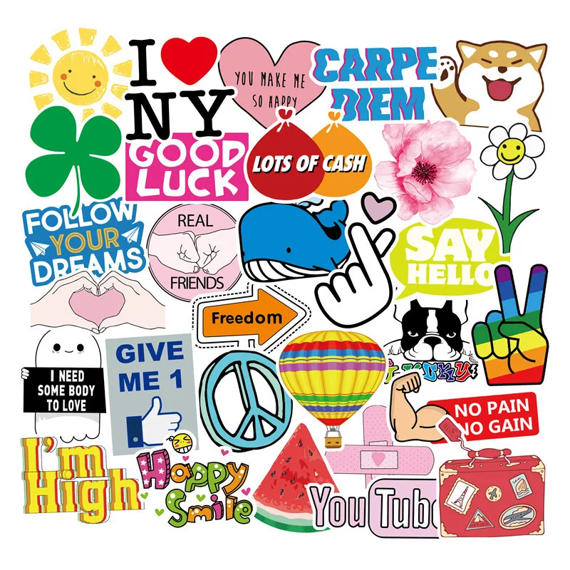 

100pcs / Bag Fashion Fresh Small Art Graffiti Waterproof Stickers DIY Car Trunk Notebook Stickers Decorative Supplies