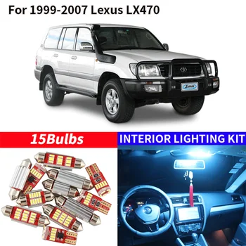 

15x Canbus Error Free LED Interior Light Kit Package for 1999-2007 Lexus LX470 Car Accessories Map Dome Trunk License Light
