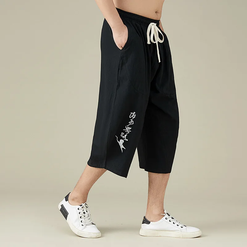 de algodão estilo chinês vintage retas, calças plus size 13xl 9xl 10xl 12xl