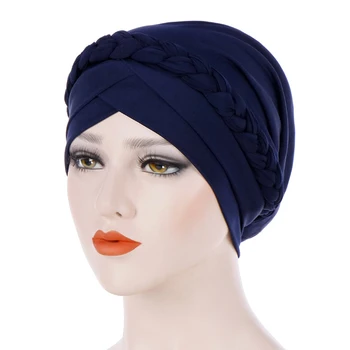

Women Knot Cancer Chemo Wrap Turban Hat Casual Hair Accessories Elastic Stretch Muslim Braid Cap Soft Fashion Head Scarf