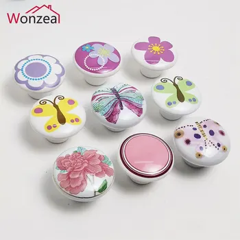 Wonzeal 1PCS 38MM Ceramic Single Round Knobs Modern Wardrobe Kitchen Garden Door Handle Furniture Drawer Cabinet Pulls